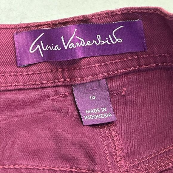 Gloria Vanderbilt Women's High Rise Straight Leg Ankle Jeans Burgundy Size 14 - Picture 7 of 8